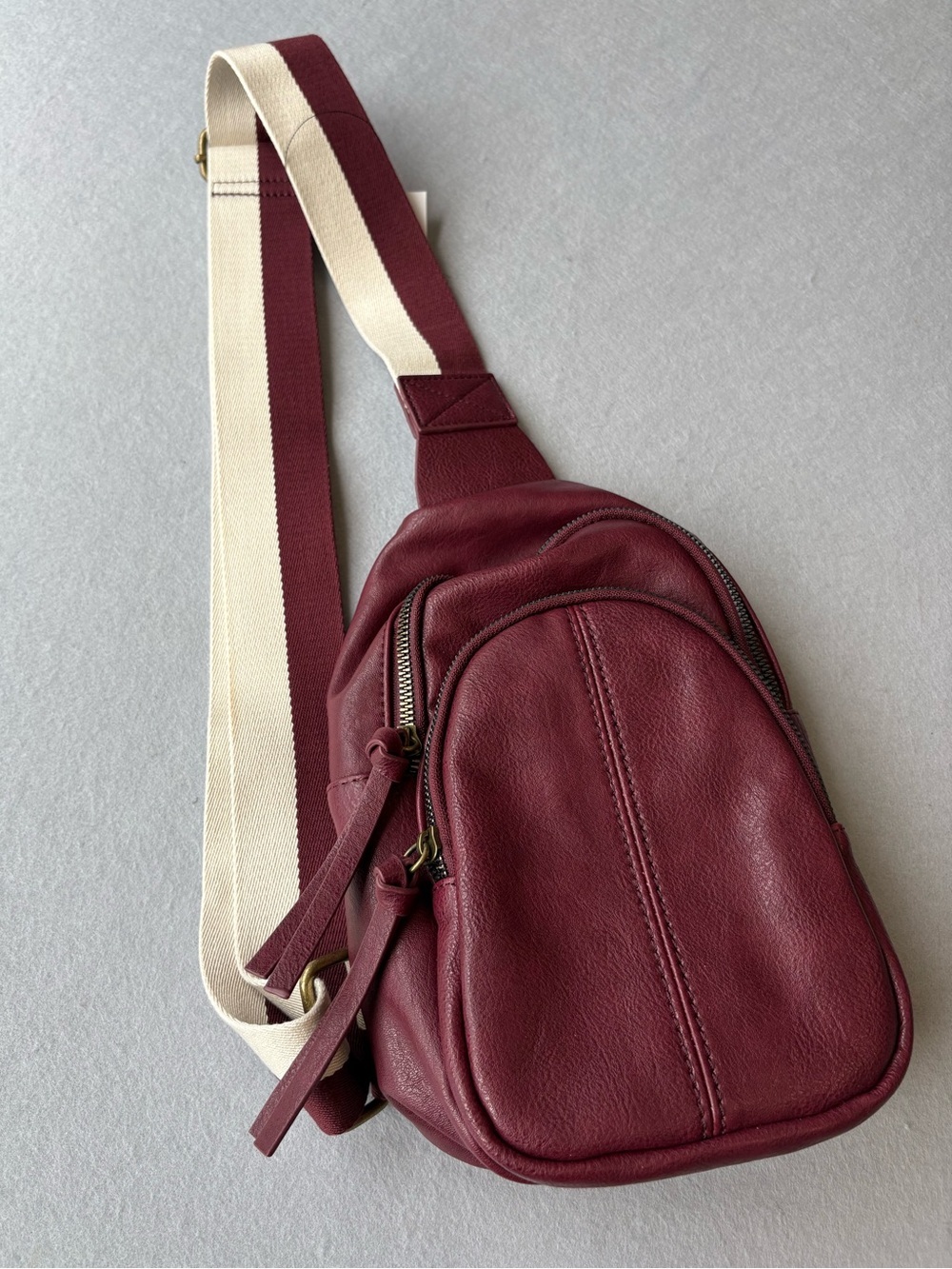 Sonoma Maroon and Cream Vegan Leather Crossbody Strap Bag NWT